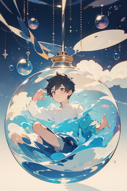 03351-3061598707-A boy floating inside a soap bubble with a tiny world inside._lora_flat2_1.2_,.png